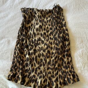 H&M Leopard Print Smocked Mini Skirt - Black & Tan